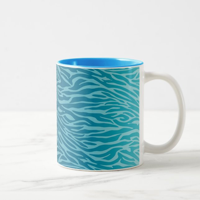 Aqua Ombre Zebra Print Zweifarbige Tasse (Rechts)