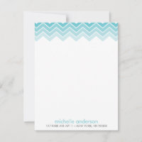 Aqua Ombre Zig Zag Zickzack Muster Mitteilungskart
