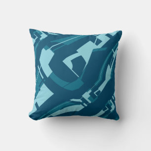 Aqua on Dark Turquoise Bold Diagonal Shapes Design Kissen