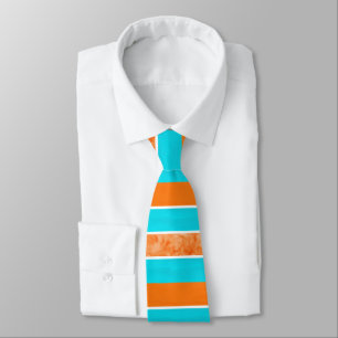 Aqua Orange Bold Stripes Krawatte