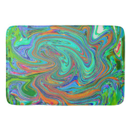 Aqua, Orange und Grüne Groovy Abstrakt Retro Art Badematte