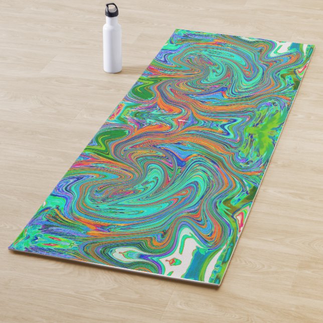 Aqua, Orange und Grüne Groovy Abstrakt Retro Art Yogamatte (Beispiel)