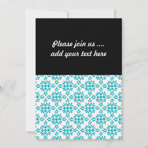 Aqua over White Damask Style Pattern Einladung