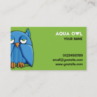 Aqua Owl Green Business Card Visitenkarte