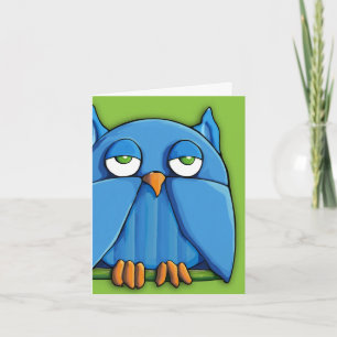 Aqua Owl Green Note Card Karte