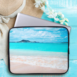 Aqua Ozean und Sandstrand Foto nach Maß Laptopschutzhülle