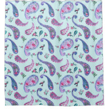 Aqua Paisley Lavender Duschvorhang