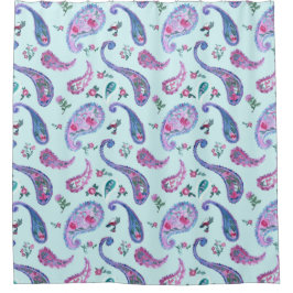 Aqua Paisley Lavender Duschvorhang