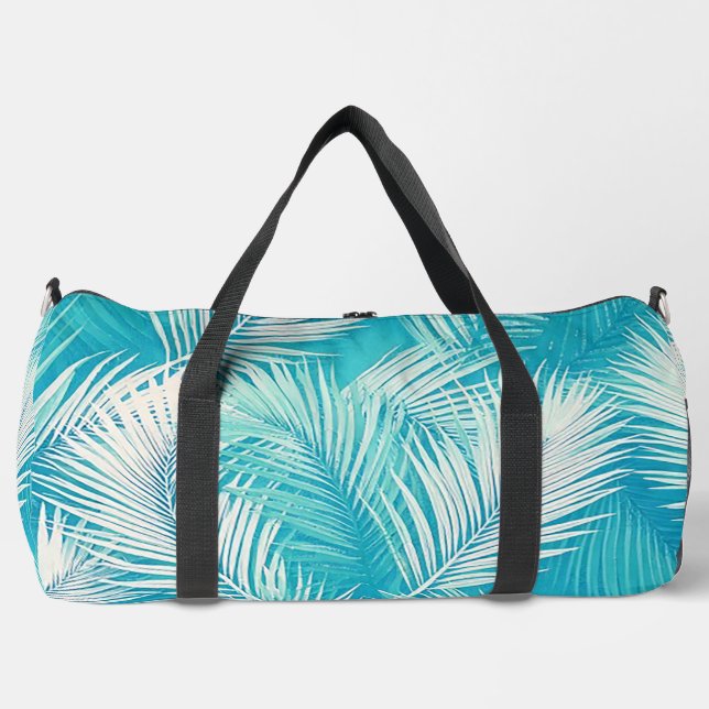 Aqua Palm Fronds Travel Duffel Bag Duffle Bag (Vorderseite)