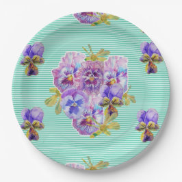 Aqua Pansy Blume Musterpapierplatte Party Pappteller