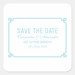 Aqua Paradise Deko Chic Save the Date Quadratischer Aufkleber