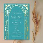 Aqua Parco Tassino Frische Pasta machen Folieneinladung<br><div class="desc">Eine schöne und formelle Hochzeitseinladung mit Goldfolienelementen und Monogramm-Initialen. Ideal für eine klassische Hochzeit mit einer modernen Deko-Drehung. Die Details der Goldfolie schaffen eine Blüte von Blume und Blattwerk mit einem Vintagen Stil.</div>