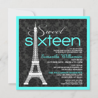 Aqua Paris Sweet 16 Einladungen