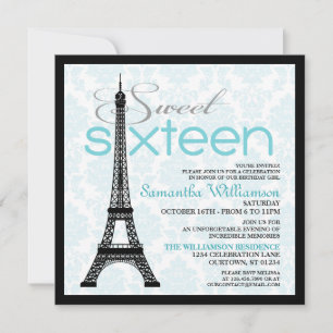 Aqua Paris Sweet 16 Einladungen