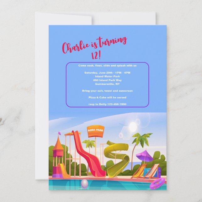 Aqua Park Einladung (Vorderseite)