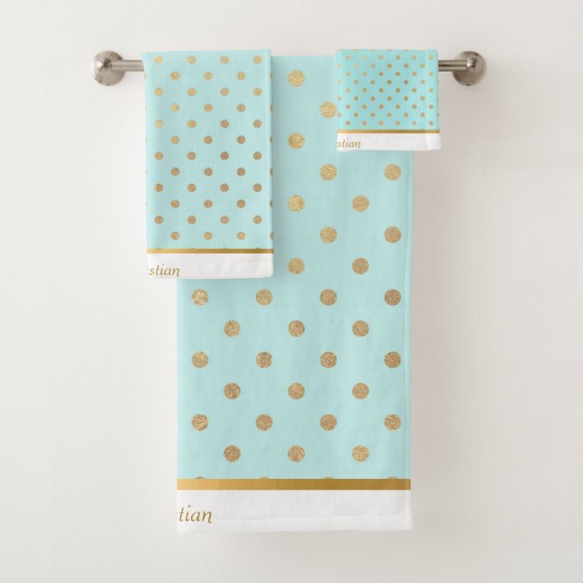 AQUA PASTEL SPOT PERSONALISIERT TOWEL SET (Insitu)