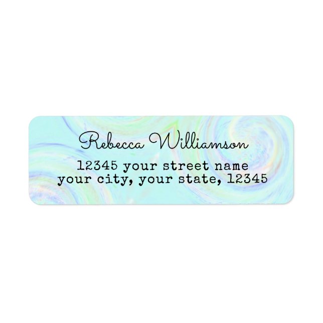 Aqua Pastel Swirl Rücksendeadresse (Vorne)