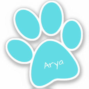 Aqua Paw Print Custom Cut Vinyl Sticker