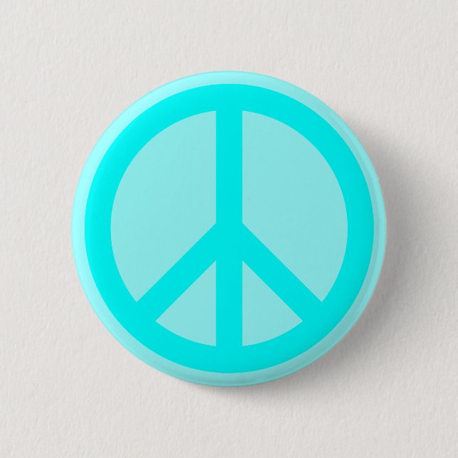Aqua Peace Symbol Button (Vorderseite)