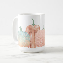 AQUA & PEACH GLITZER SEHEN AUTUMN PUMPKINS KAFFEETASSE