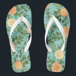 Aqua Peach Wedding Floral Rose Flip Flops<br><div class="desc">Schöne Peach & Aqua Peony & Rose Blumenzwiebeleinladungen mit reichlich Grün und elegant und schön. Perfekter Vintager Look für ein Blumenthema oder eine traditionelle weiße Hochzeit im Frühling oder Sommer.</div>