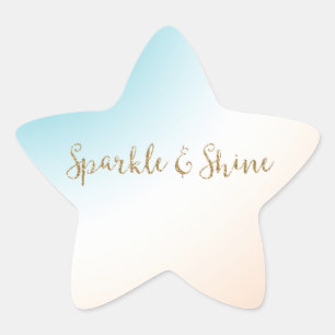 Aqua Peach White Ombre Gold Glitzer Sparkle Stern-Aufkleber