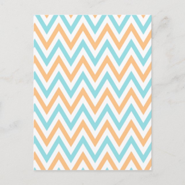 Aqua-peach, Zickzack Zigzag Postkarte (Vorderseite)