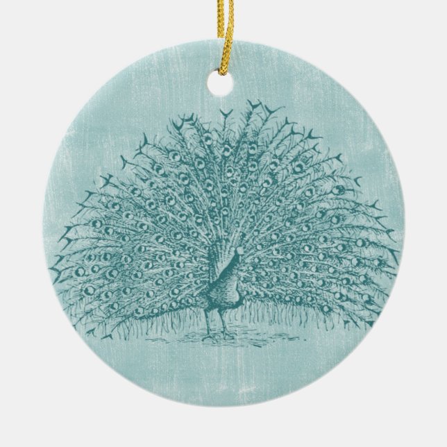 Aqua Peacock Keramikornament (Vorne)