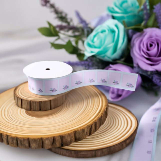 Aqua Peacock und Rose Satinband (Small Aqua Rose Satin Ribbon)