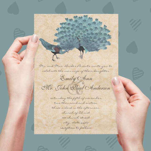 Aqua Peacocks wählen Sie Hintergrundfarbe Einladung (Von Creator hochgeladen)