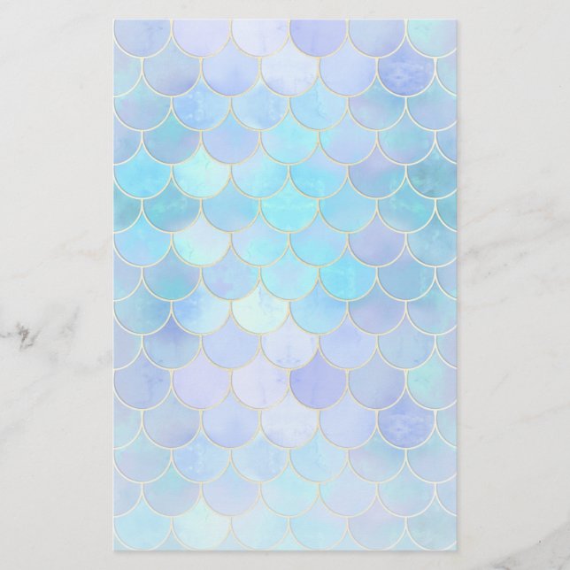 Aqua Pearlescent & Gold Mermaid Scanner Muster (Vorderseite)