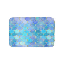 Aqua Pearlescent & Gold Mermaid Scanner Muster Badematte