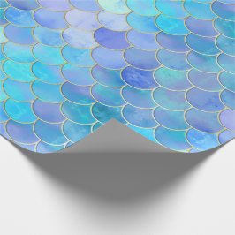 Aqua Pearlescent & Gold Mermaid Scanner Muster Geschenkpapier