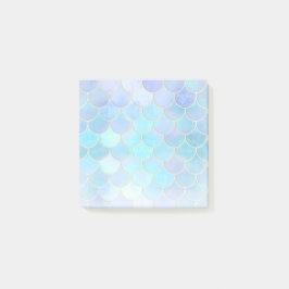 Aqua Pearlescent & Gold Mermaid Scanner Muster Post-it Klebezettel