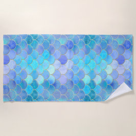Aqua Pearlescent & Gold Mermaid Scanner Muster Strandtuch