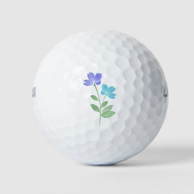 Aqua Periwinkle Blume Stems Golfball (Vorderseite)