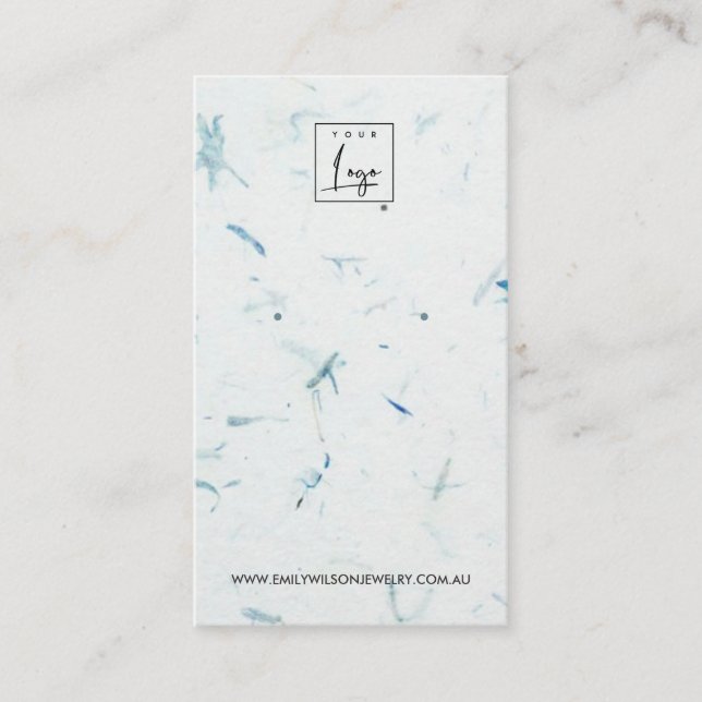 AQUA PETAL HANDMADE PAPIER STUD EARRING DISPLAY VISITENKARTE (Vorderseite)