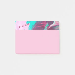 Aqua Pink Abstrakte Personalisierte Post Es Anmerk Post-it Klebezettel