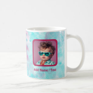 Aqua Pink Aquarell Wash & Customizable Foto Tasse