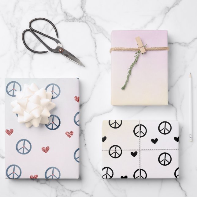 Aqua Pink Gelbe Gefärbte Krawatte Friedenszeichen  Geschenkpapier Set (Vorderseite)