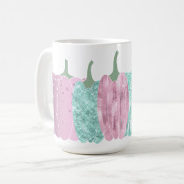 AQUA & PINK GLITZER SEHEN AUTUMN PUMPKINS KAFFEETASSE