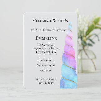 Aqua Pink Lila Unicorn Geburtstag Einladung