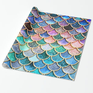 Aqua Pink Mermaid Glitzer Scales- Meerjungenskala Geschenkpapier
