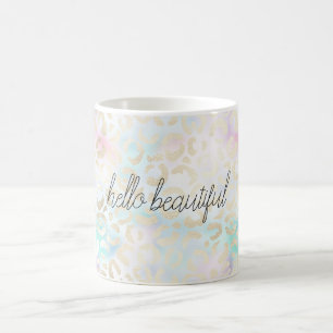 Aqua Pink Minze Gold Leopard Print Kaffeetasse