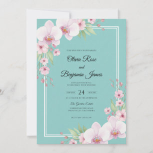 Aqua-Pink-Orchideen-Hochzeit Einladung