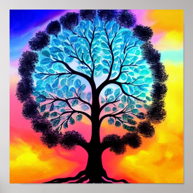 Aqua Pink Tree of Life Poster (Vorne)