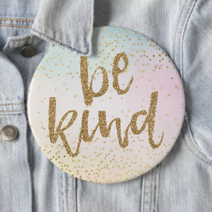 Aqua Pink Yellow Confetti Glitzer Seien Sie freund Button