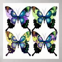 Aqua Pink Yellow - Elegante Schmetterlinge
