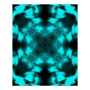 Aqua-Plasma-Symmetrie-Fraktal-Kunst Poster