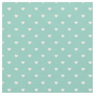 Aqua Polka Dot Hearts Stoff